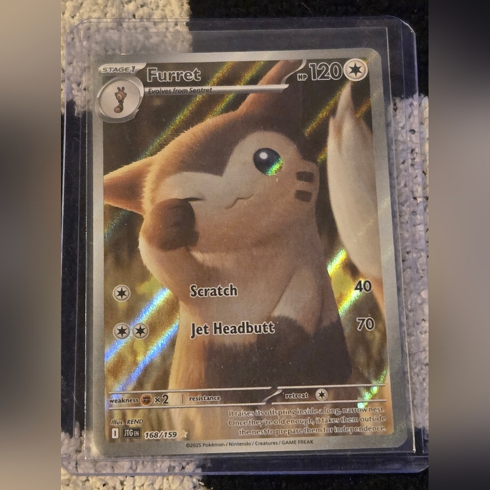 Furret 168/159 holographic Pokémon card from the SV09: Journey Together